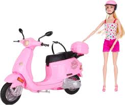 Toyland® 30 cm Modedocka på Rosa Moped