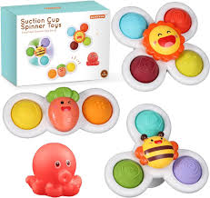 ECHOCUBE Sugkopps Snurra Lekset - 3 St Educational Spinning Sensory Toys